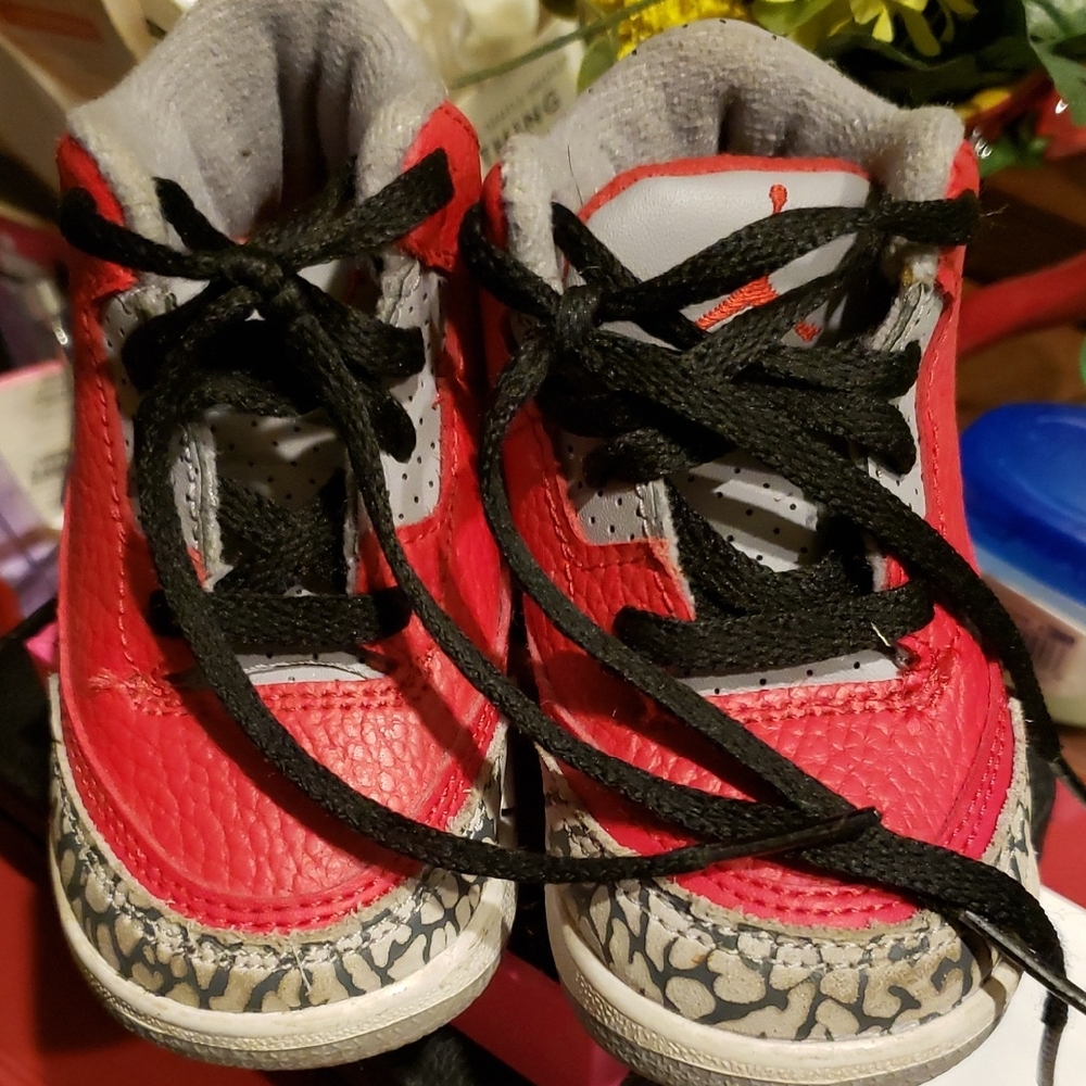 Nike Jordan Red and Gray Kids Sneakers 5 C